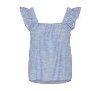 PIECES Pcapia SL Square Neck Top Mm, Azul náutico/Rayas: Blanco Brillante, S Mujeres