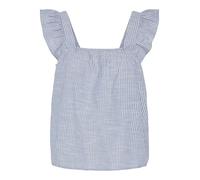 PIECES Camiseta de Mujer Pcapia SL Square Neck Mm Top, Coronet Blue/Stripes:Bright White, L
