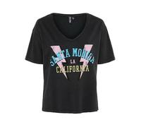 Pieces Camiseta de pico y manga corta de mujer.. Negro 42/XL