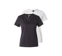 PIECES Camiseta negro / blanco L EUR