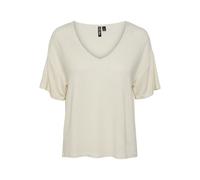 PIECES Camiseta oversize con rayas finas brillantes. Color Crudo