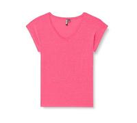 PIECES Camiseta para Mujer Pcbillo tee Lurex Stripes Noos, Beetroot Purple/Detail:Gold Lurex, S