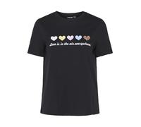 Pieces Camiseta para Mujer Pcmaria SS O-Neck tee BC Mm, Blanco Brillante/Estampado: Corazones Rojos, XS