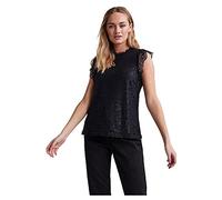 PIECES Camiseta para Mujer PCOLLINE SL Lace Top Noos BC Negra, L