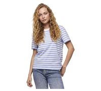 PIECES Pcria SS tee Stripes Noos BC Camiseta, Hortensia/Rayas: Blanco Brillante, S para Mujer