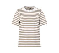PIECES Pcria SS tee Stripes Noos BC Camiseta, Plata Mink/Stripes:Bright White, XL para Mujer
