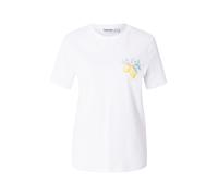 PIECES Camiseta de cuello redondo con estampados en el pecho y la espalda. Color Blanco