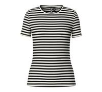 Pieces Pcruka SS Top Noos Camiseta, Cloud Dancer/Stripes: Negro, S para Mujer