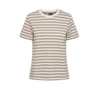 PIECES Camiseta 'RIA' marrón / blanco, Talla M