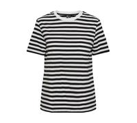PIECES Pcria SS tee Stripes Noos BC Camiseta, Negro/Rayas: Blanco Brillante, M para Mujer