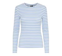 PIECES Pcruka LS Top Noos, Camiseta de Manga Larga para Mujer, Hortensia/Rayas: Cloud Dancer, XS