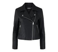 PIECES Chaqueta de Cuero Femenino, Negro, S