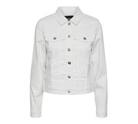 PIECES Chaqueta vaquera PCOIA LS DNM BWHI NOOS CP BC para mujer, color blanco brillante, talla S