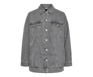 PIECES Chaqueta vaquera Pctika Ls Oversize DNM Jacket Noos BC, gris, L