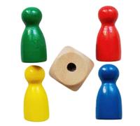 Pièces De Jeu De Société, Pions Jeu De Société,4 Pièces D'échecs Jeton De Jeu En Bois Avec 1 Dés - Composants À Dames Multicolores Portables, Petits Accessoires De Planche Pour La Soirée De Fête
