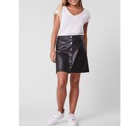 Pieces Falda efecto piel tiro medio. Negro 36 (S)