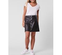 Pieces Falda efecto piel tiro medio. Negro 42 (XL)