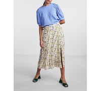 Pieces Falda midi con cintura alta y volante bajo. Beige 36 (S)