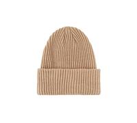 Pieces Gorro beanie de mujer de canalé. Marrón claro
