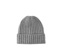 Pieces Gorro beanie de mujer de punto canalé con dobladillo. Gris claro