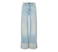 PIECES Jeans Vaqueros Pcsilke MW Fold Up Denim, Mezclilla De Color Azul Claro, 27W / 32L Mujeres
