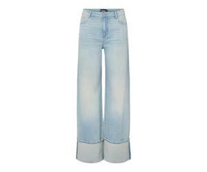 PIECES Jeans Vaqueros Pcsilke MW Fold Up Denim, Mezclilla De Color Azul Claro, 27W / 32L Mujeres