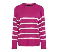 Pieces Jersey de Punto para Mujer Pcsia LS Knit Noos BC, Festival Fucsia/Rayas: Blanco, M