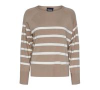 PIECES Jersey de Punto para Mujer Pcsia LS Knit Noos BC, Mink/Stripes:White, L