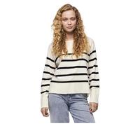 PIECES Pcsia LS Knit Noos BC Suéter, Blanco/Rayas: Negro, M para Mujer