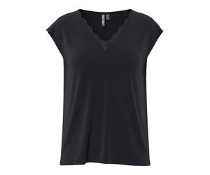 PIECES Lace V-Neck tee Jrs FC BC Pckamala-Camiseta de Encaje con Cuello en V para Mujer