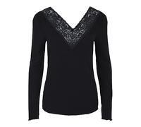 Camiseta con cuello de pico y manga larga Mujer Talla XS. Color Negro