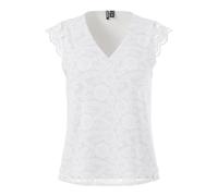 Pieces Noos Pcolline SL Lace V-Neck Top Mujer, Cloud Dancer, S