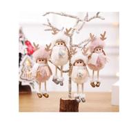 pieces of Christmas decoration Elk angel doll pendant tree pendant Christmas crafts Elf decoration pink and white (angel elk)