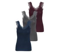 PIECES Pcbarbera Lace Noos BC Top para Mujer, 1 Puerto Real, 1 Pageant Blue, 1 Gris Oscuro, L