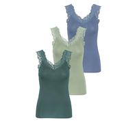 PIECES Pcbarbera Lace Noos BC Top para Mujer, 1 Saga del Desierto, 1 bálsamo Verde, 1 Azul Chino, M