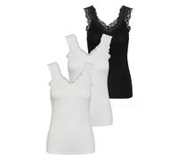 PIECES Pcbarbera Lace Noos BC Top para Mujer, 2 Blancos, 1 Negro, M