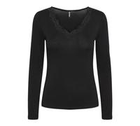 PIECES Pcbarbera LS Lace Top Noos BC - Camiseta de Manga Larga para Mujer, Negro, XL