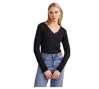 PIECES Pcbarbera Ls Lace Top Noos Bc Manga larga, Mujer, Negro, L