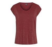 PIECES Pcbillo-Camiseta de té Stripes Noos BC, Dalia roja/Detalle: Dorado lúrex, S para Mujer