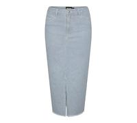 PIECES PCBILLO HW Midi Skirt, Azul Claro Denim/Rayas: Cloud Dancer Stripes, M