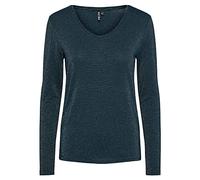 PIECES Pcbillo LS Lurex Stripes Noos FC-Cuello en V Camiseta, Reflecting Pond/Stripes:Gold, Mujer