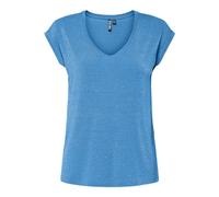 PIECES Pcbillo tee Lurex Stripes Noos BC, Camiseta para Mujer, Azul, L