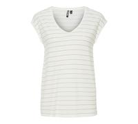 PIECES Pcbillo tee Lurex Stripes Noos BC, Camiseta para Mujer, Blanco Brillante, S