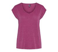PIECES Pcbillo tee Lurex Stripes Noos BC, Camiseta para Mujer, Festival Fucsia/Detalle: Lurex Dorado, S