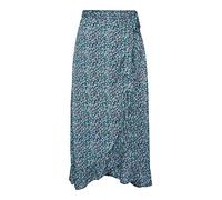 PIECES Pcbrock HW Midi-Falda, Deep Lagoon/AOP: Flower, L para Mujer