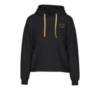 PIECES Pcchilli LS Heart Hoodie Noos BC Sudadera con Capucha, Negro, S para Mujer