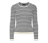 PIECES Pccrista LS O-Cuello Knit Noos BC Suéter, Ombre Blue/Rayas: Abedul, M para Mujer