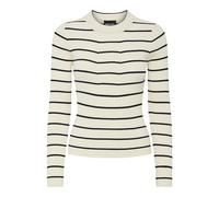 PIECES Pccrista LS O-Neck Knit Noos BC Jersey de Punto, Abeduro/Rayas: Negro Estrecho, S para Mujer