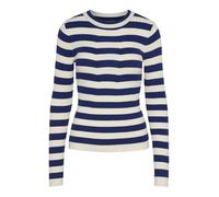 PIECES Pccrista LS O-Neck Knit Noos BC Jersey, Bellwether Blue/Stripes:Wide Birch Stripes, M