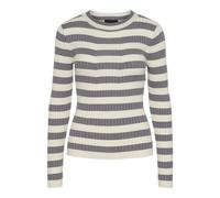 Pieces Pccrista LS O-Neck Knit Noos BC Jersey, December Sky/Stripes:Wide Birch Stripes, M